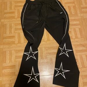 Black Flared Pants with White Star Design